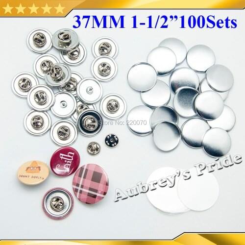100 Sets 1-1/2" 37mm NEW Professional Butterfly Clutch-Back Metal All Steel Badge Button Maker Button Supply Materials