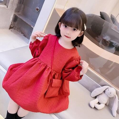 Dresses For Girls Solid Color Girls Party Dress Spring Autumn Children Dresses Casual Style Girls Clothes