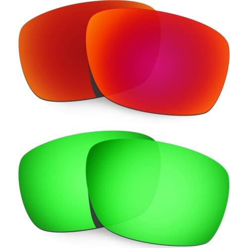 HKUCO Polarized Replacement Lenses For Tinfoil Carbon Sunglasses Red/Green 2 Pairs