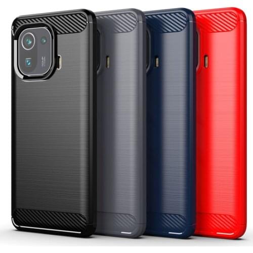 Shockproof Carbon Fiber Cover For Xiaomi Mi 11 Pro Case Xiaomi Mi 11 Pro Bumper Silicone Back Case For Xiaomi Mi 11 Pro Fundas
