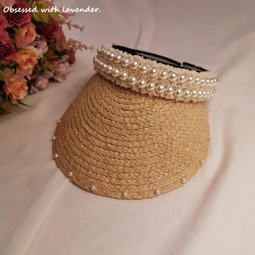 Obsessed with lavender.Pearl hairpin cap Lafite handmade nail beads Cap Sun visor Beach Hat