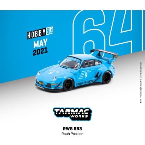 Tarmac Works 1:64 RWB 993 Rauh Passion #9 Blue Model Car