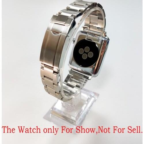 Rolamy Oyster Steel Watch Band Strap with For Apple Watch Band 44mm 40mm 42mm 38mm Series SE/6/5/4/3/2/1 iWatch Watch Bracelet