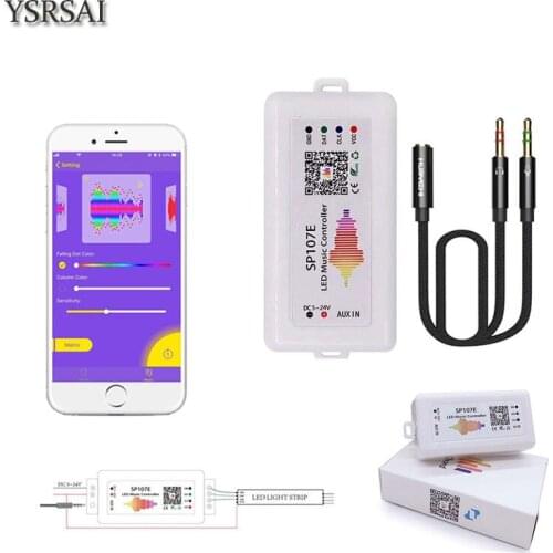 DC 5V-24V SP107E LED Bluetooth APP Controller Pixel IC SPI MIC Music For WS2812 SK6812 SK9822 RGB RGBW APA102 LED Light Strip