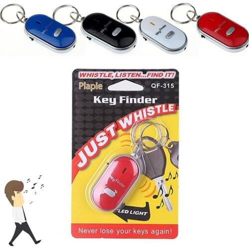 Whistle Key Finder Anti-Lost with Key Ring Locator Keychain Tracker LED Light Claps Locator Mini Smart Flashing Beeping Alarm