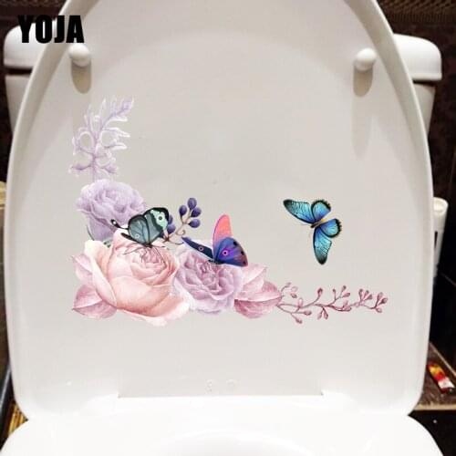 YOJA 22.4X16.4CM Flowering Branch Butterfly Living Room Wall Sticker Bathroom Toilet Decor Decals T1-2221
