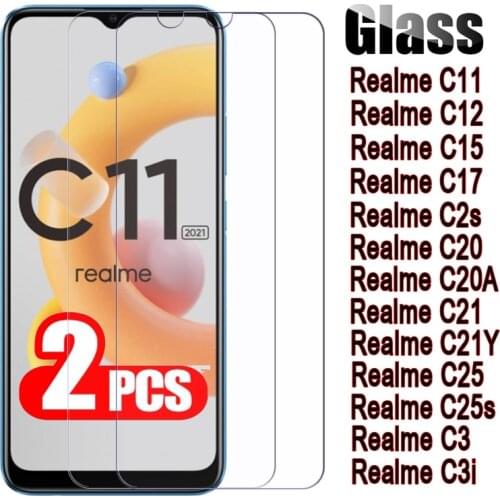 2-1Pcs Tempered Glass For Realme C11 C12 C15 C17 C2s C20 C20A C21 C21Y C25 C25s C3 C3i Cover For Realme C 3 21 25 11 2021 Glass