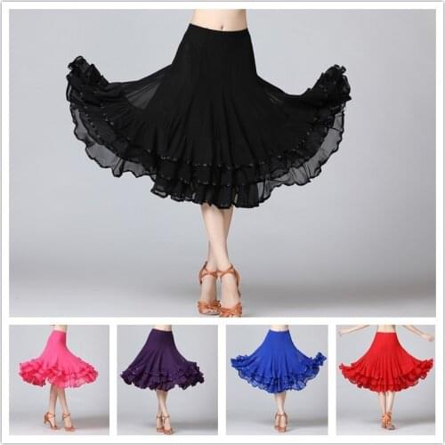 Women Dancewear Ballroom Dance Skirt Latin Salsa Waltz Modern Tango Swing Mesh 904-B129