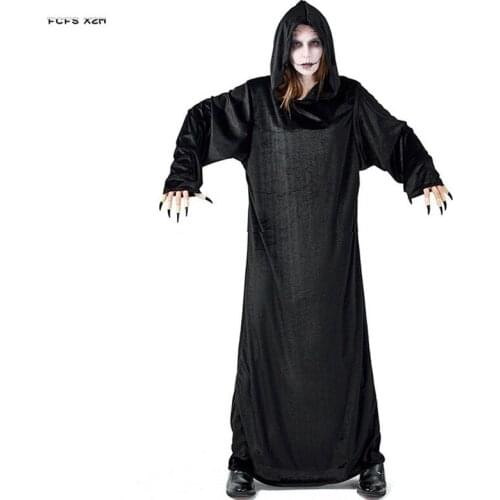 Gothic Black Woman Halloween Witch Costumes Female Vampire Sorceress Cosplay Carnival Purim Nightclub Bar Role Play Party Dress
