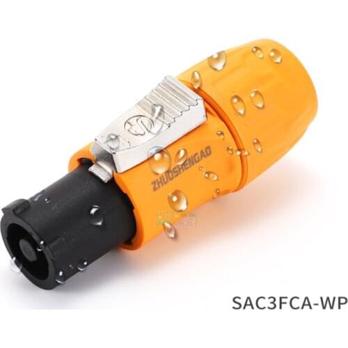 1Pcs IP65 waterproof 3P stage light aircraft carrier socket 20A power cord male plug LED display NAC3FCA signal out HiFi