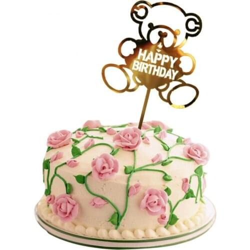 1pc Gold Acrylic Hand Writing Happy Birthday Cake Topper Dessert Hot Stamping Party Decoration For Birthday Party Lovely Gifts