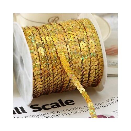 100Y Gold AB Beautiful Sequin Ribbon Trim Craft Sewing Trimming New coming