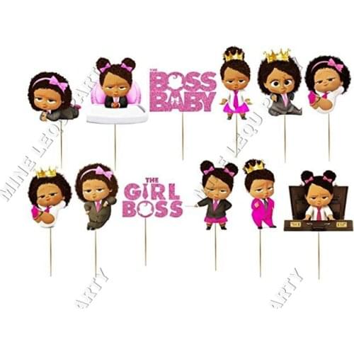12pcs/lot Boss Baby Cake Topper Birthday Baby Boss theme Party Cake Topper Cake Decoration Baby Shower Party Supplies