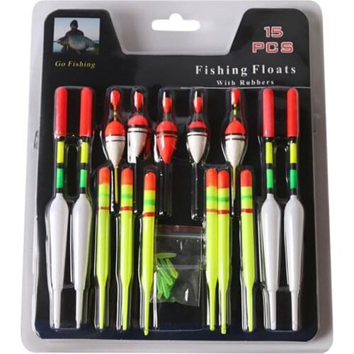 15pcs/set Angling Bobbers Plastic Fishing Buoys Portable Fluctuate Fishing Tackle Accessories