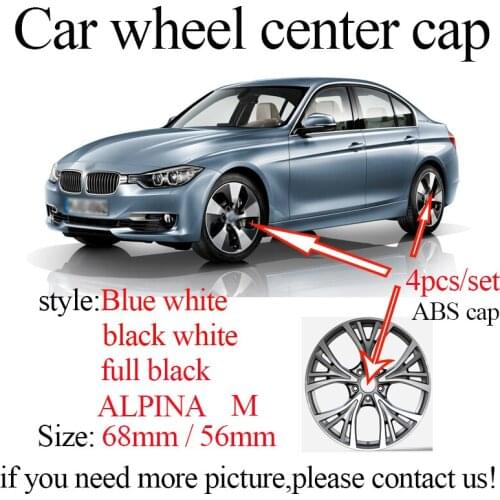 4pcs/set 56mm 68mm 10Clips Dust-proof Car Accessories Car Wheel Center Hub caps Rims Logo Emblem For 36136783 Blue White