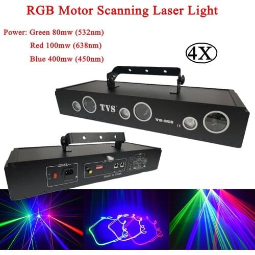 4Pcs/Lot RGB Motor Scanning Laser Beam Light Stage Lighting Effect Projector Lights DJ Dance Bar Xmas Party Disco Show Lamp