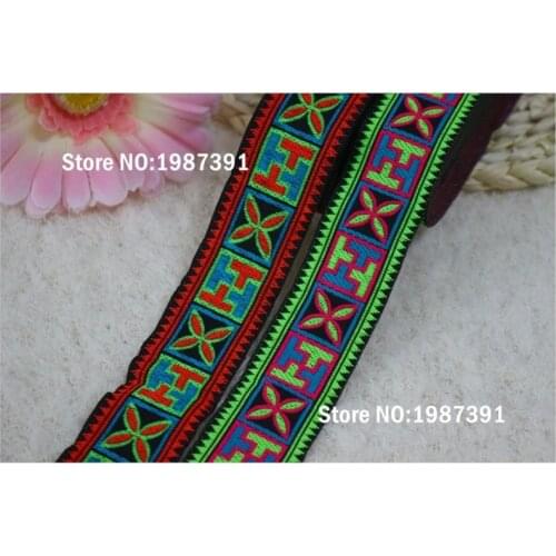 7yards/lots Woven Jacquard Ribbon 3.3cm red and green Geometric pattern LS-4636