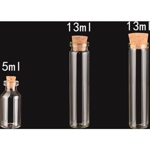 8pcs 5ml 13ml Storage Glass Bottles With Cork Stopper Crafts Tiny Jars Tube Glass Transparent Empty Glass Jar Mini Bottle Gift