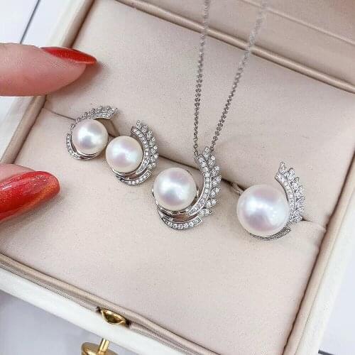 2 Color 925 Sterling Silver Pendant Ring Earrings Set Mountings Findings Beautiful Jewelry Set Parts Fittings Component