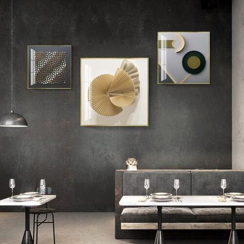 3D visual arts Abstract Golden Mesh Lattice Canvas Painting Upscale Poster And Print Wall Art Picture For Living Room Home Decor