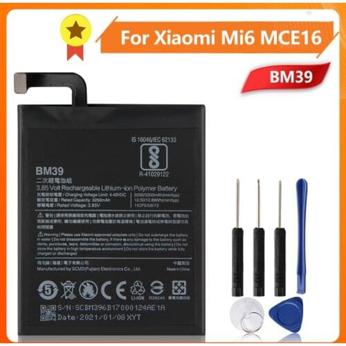 Xiao Mi Xiaomi Mi BM39 Phone Battery For Xiao mi 6 Mi6MCE16 BM39 3350mAh Original Replacement Battery + Tool