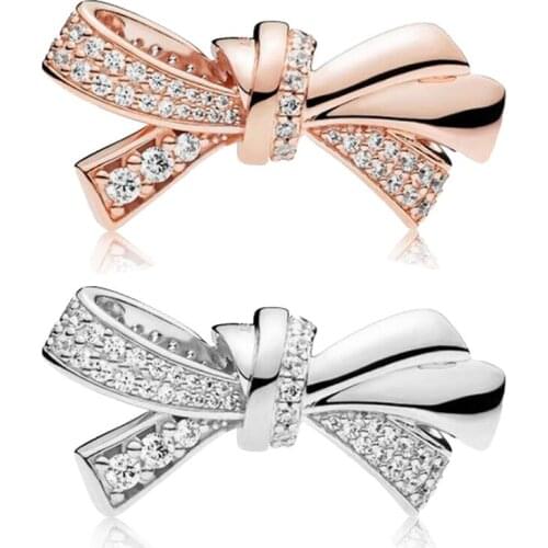 Authentic 925 Sterling Silver Bead Creative Girl Bowknot Fashion Beaded Fit Original Pandora Bracelet For Women Diy Jewelry