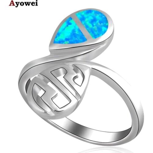 AYOWEI Beautiful style Wholesale Retail Blue Fire Opal 925 Silver Ring USA Size #6.5 #7 #7.5 Fashion Jewelry Party OR482A