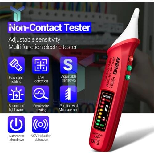 VC1017 Non-Contact Smart LED Light Screen Test Pen Electrician Zero Fire Line Detection Newest Tools Sensor Voltage Tester Meter
