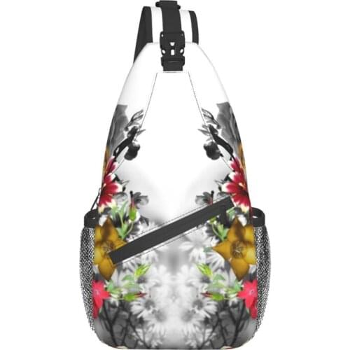Noisydesigns White Flower Pattern Women Cross Chest Bag Diagonally Men Fanny Pack For Females Chest Phone Pouch Ladies Belt New