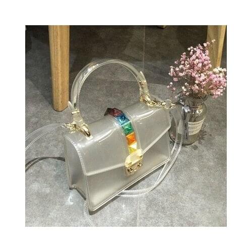 Brand Fashion Jelly PVC Beach Bag For Women Messenger Bags Handbags girls Women Shoulder Bag Ladies Rivets Bolsas Feminina