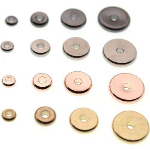 4 6 8 10mm Spacer copper beads Gun black/Rose Gold color flat round Loose Beads for Jewelry bracelet Necklace making DIY
