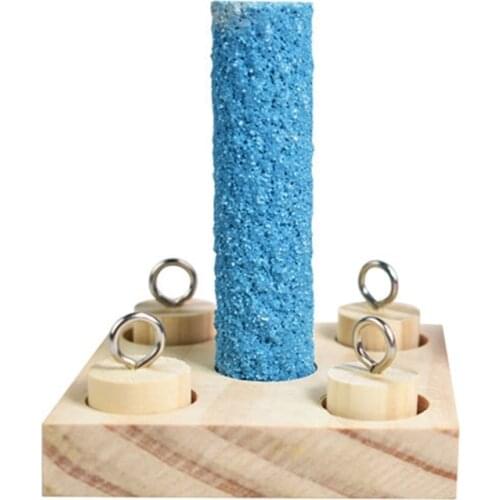 Birds Parrot Wooden Platform Plastic Rings Intelligence Training Chew Puzzle Toy