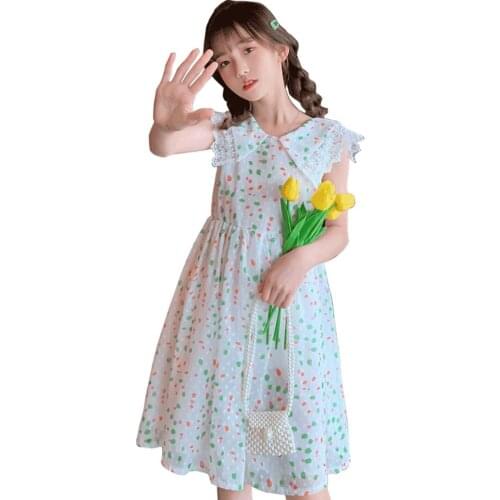 Dress Girl Dot Pattern Kids Party Dresses For Girls Lace Children Dress Summer Childrens Clothing 6 8 10 12 14