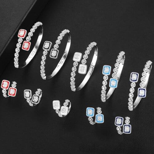 KellyBola Original Design Fine Cute 2 PCS Open Bangle Ring Jewelry Set for Women Bridal Wedding Daily Party Jewelry NEW 2021