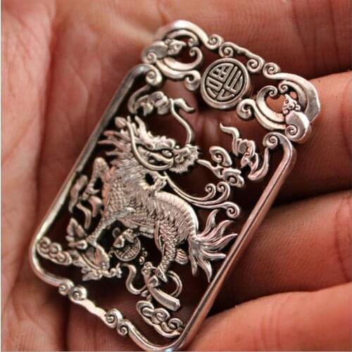 Regalo de artesanía de metal colgante de collar de amuleto de Estatua de la bestia del unicornio malvado del Tíbet chino