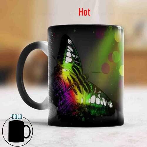 Magic Swallowtail Butterfly Coffee Mug 11oz Ceramic Color Changing Cup Insect lovers GIft for Your Friends