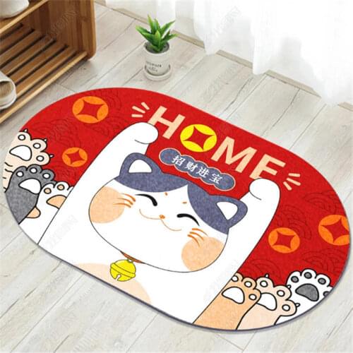Cartoon Cat Irregular Shape Kids Rug Carpet Animal Oval Doormat Child Play Rugs Floor Mat Non-slip Bathroom Mats Tapetes