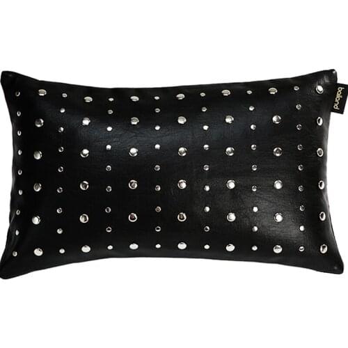 Leather Throw Pillow Metal Punk Rivet Cover Bag Cushion Office Sofa Car Pillow Home Decor Pillow Cover50x30cm