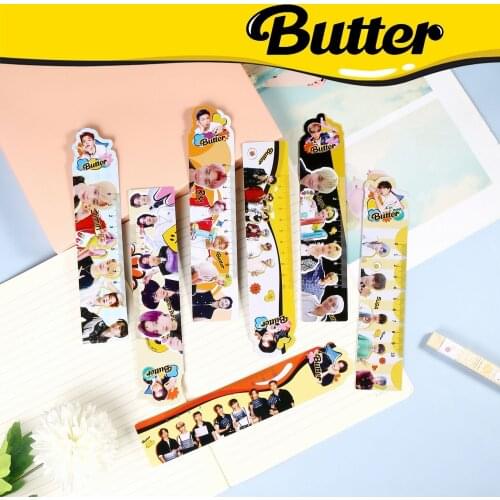 KPOP Bangtan Boys New Album Butter Ruler Double-sided Printing Student Supplies Cosplay gift JUNGKOOK JIMIN SUGA Fans Collection