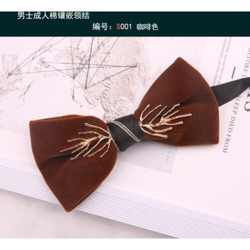 Red bow tie male wedding wedding stage bow tie tie flower photo studio suit accessories black pure