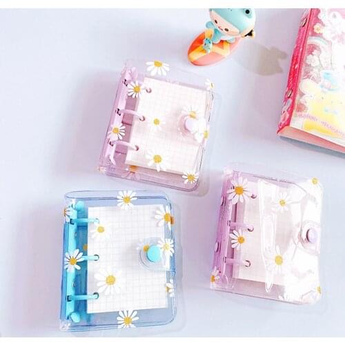 Mini 3 Hole Cute Daisy Notebook Planner Organizer Binder Journal Diary Ring Binder Notepads Kawaii Stationery School Supplies