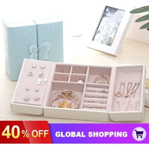 Multi-directional Jewelry Box Portable Earrings Ring Jewelry Square Exquisite Jewelry Storage Box