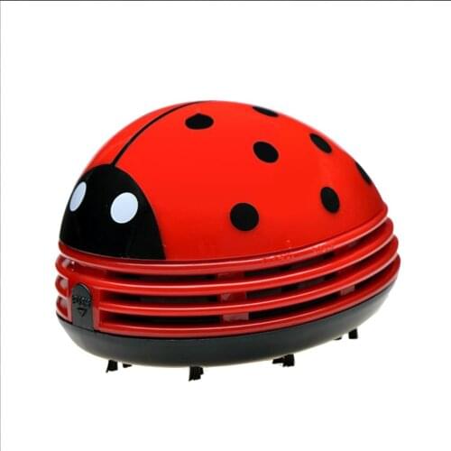 Mini Cute Ladybug Desktop Vacuum Cleaner Dust Collector for Home Office Table Cleaning Brush Mini Size ABS