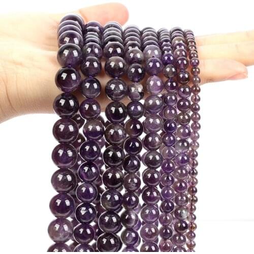 Natural Stone Lepidolite Purple Mica Round Loose Beads For Jewelry Making DIY Bracelet Necklace Accessories Strand 4/6/8/10/12MM