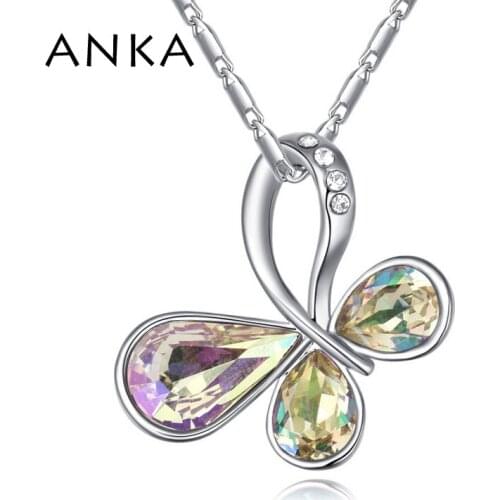 ANKA brand fashion luxury butterfly jewelry necklace shape pendant crystal necklace for women Crystals from Austria #26258