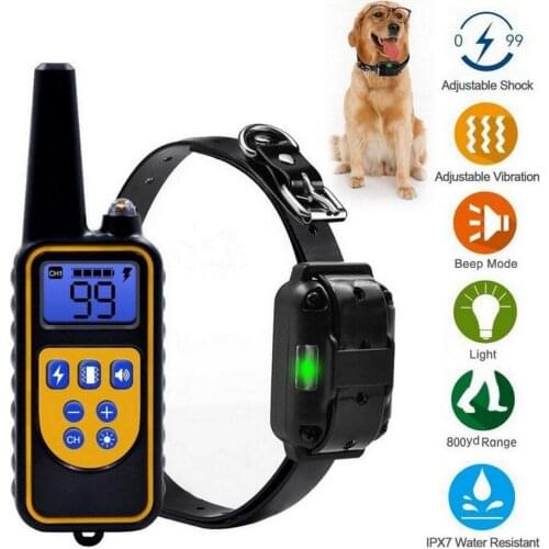 Rechargeable Waterproof Electronic Dog Training Collar Stop Barking LCD Display 800m Remote Electronic Shock Training Collars