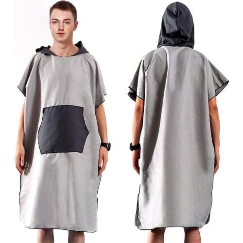 Microfiber Beach Adult Changing Robe Poncho with Hooded Quick Dry Bathrobe Bath Wetsuit Changing Towel for Swimming Pool Surfing