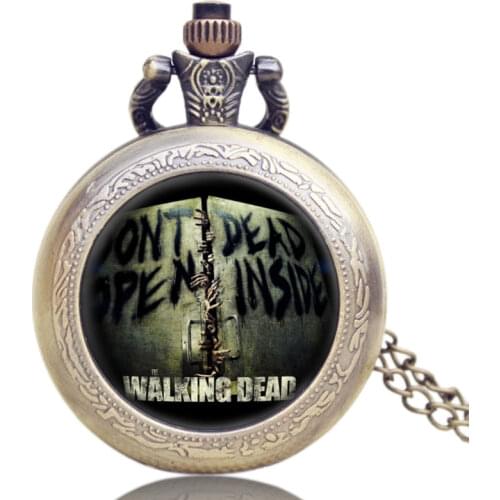 Hot American Drama Walking Dead Glass Dome Case Design Pocket Watch With Chain Necklace