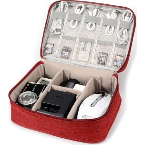 Portable Multi-Layer Travel Cable Storage Bags Organizer Wires Charger Power Battery Zipper Cosmetic Bag Case Accessories