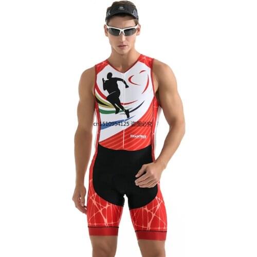 RED Pro Team Triathlon Suit mens Cycling Jersey Skinsuit Jumpsuit Cycling Clothing Running Bike Sports Set